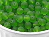 100pc Frosted Glass 6mm 8mm Green,